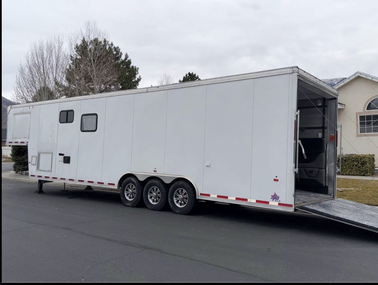 Custom Toy Hauler Trailer with Garage Area, Sleeping Loft, and Shower
