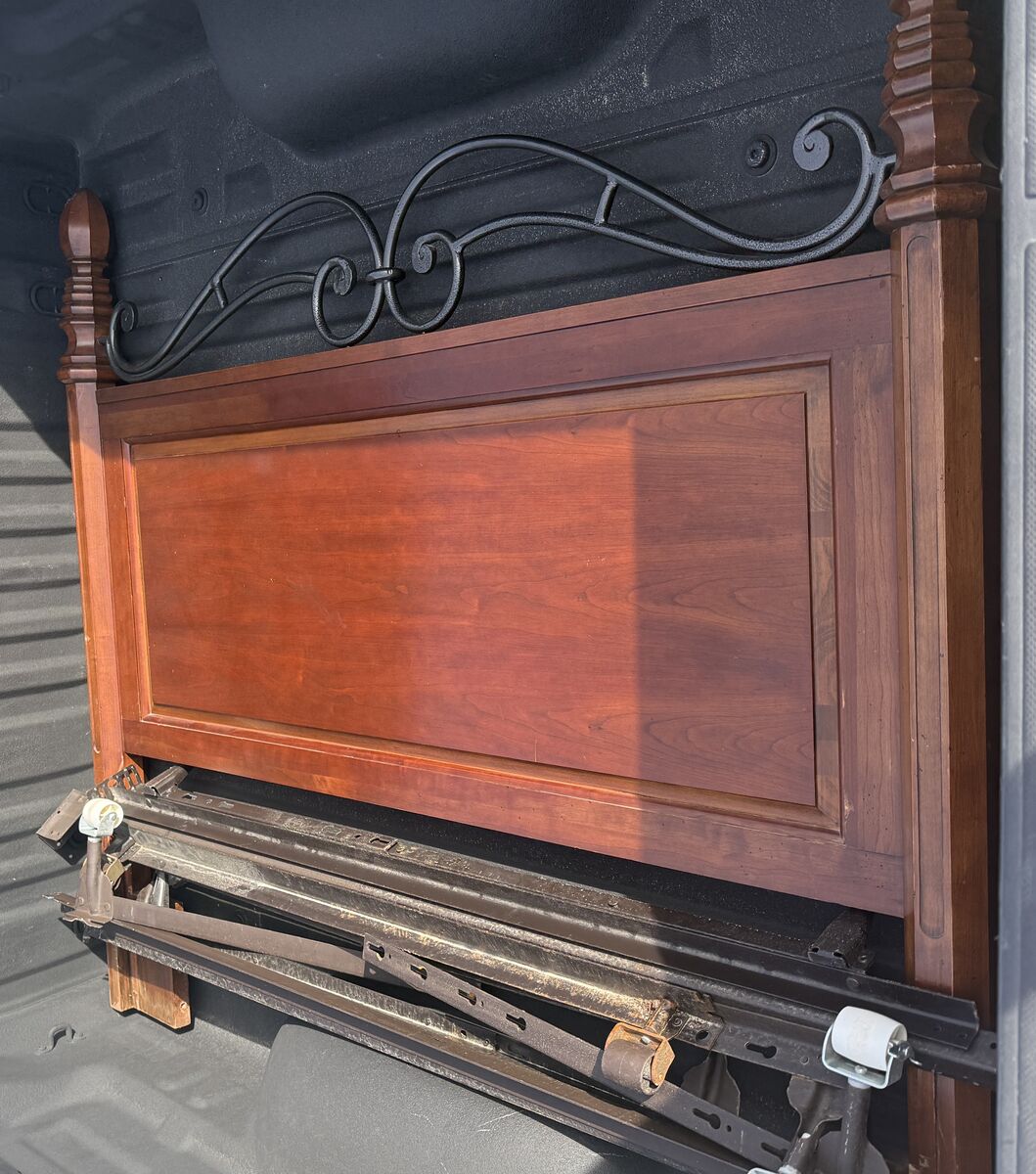 Queen Headboard W/Frame- Solid Wood & Iron