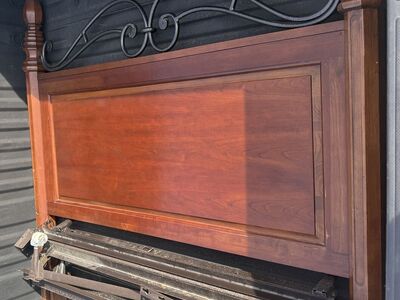 Queen Headboard W/Frame- Solid Wood & Iron