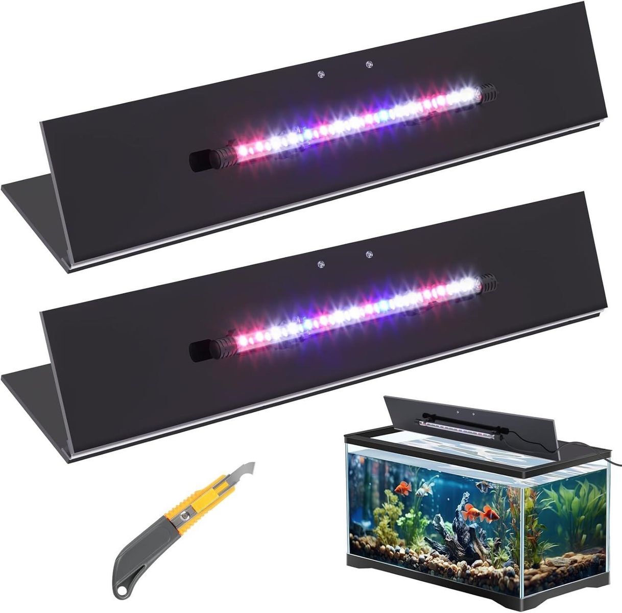 2ct Sieral Aquarium Lids Canopy w= LED 21.1x11.5in