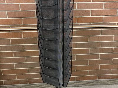 Rotating Floor Magazine & Literature Stand Black Mesh 3-Sided Display