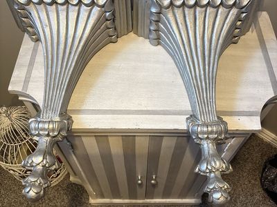 Vintage Pair of Silver Decorative Wall Sconces Shelves Ornate Corbel Brackets