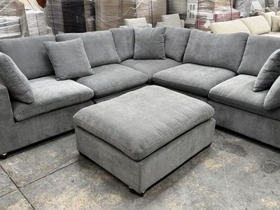 Modular Ottoman Sectional 6 Pc Fabric