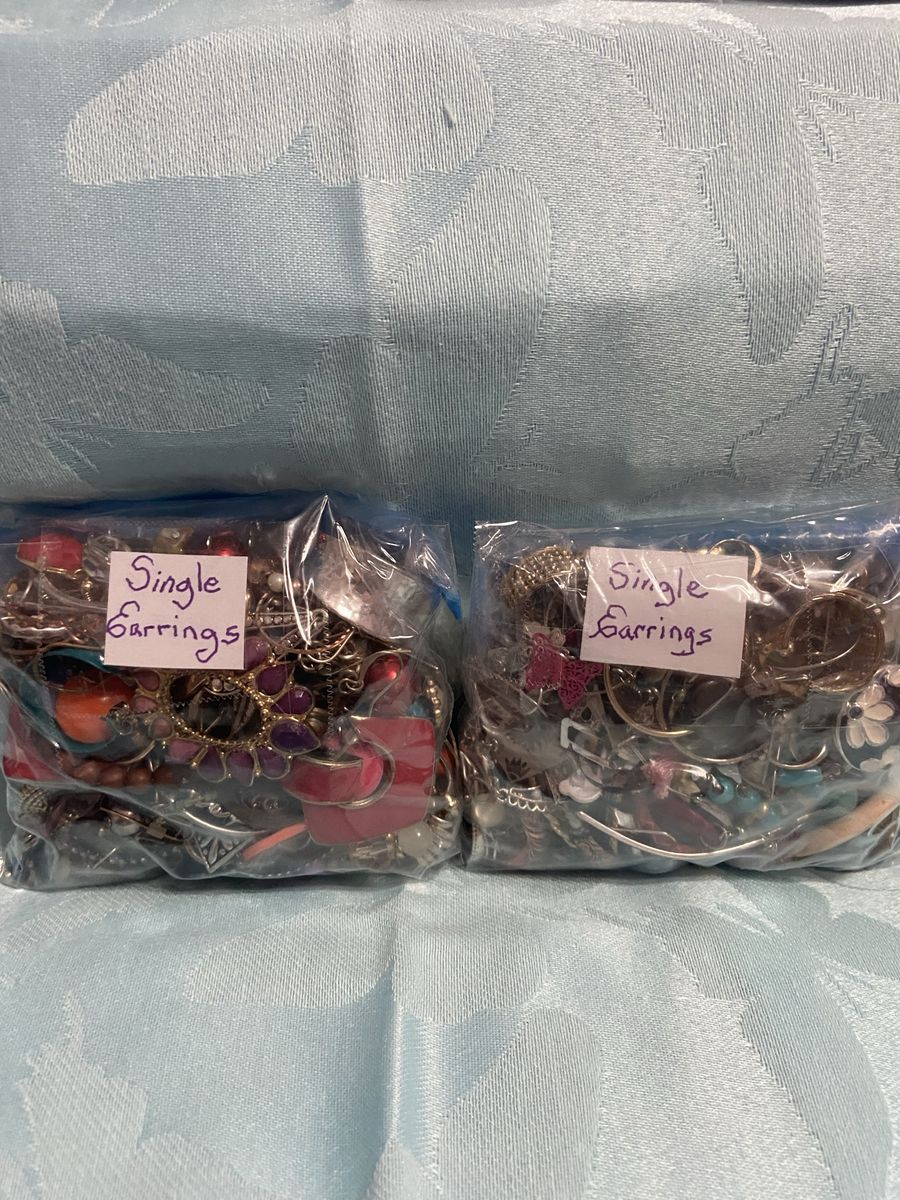 Costume Jewelry (Lot of Single Earrings)! 2 Bags! Look