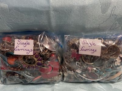 Costume Jewelry (Lot of Single Earrings)! 2 Bags! Look