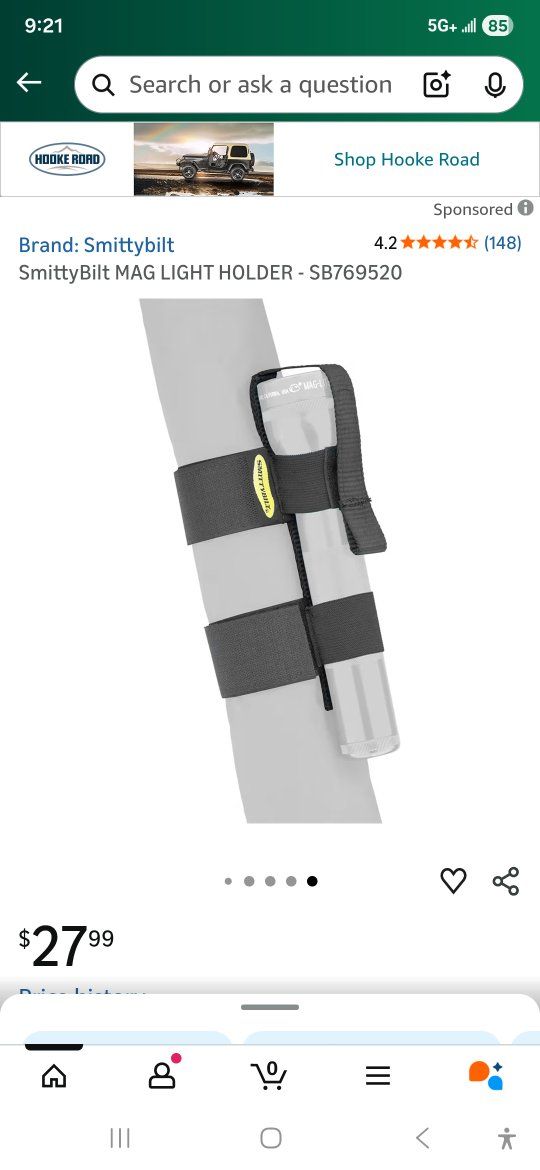 SmittyBilt SB769520 MAG LIGHT HOLDER - Secure Flashlight Mount