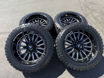 New 35x12.50r22 Ameritread RT Fittipaldi FA18 -44 8x170 Black Milled Ford F250 F350 Superduty F 250 350 8 lug 22x12 wheels tires