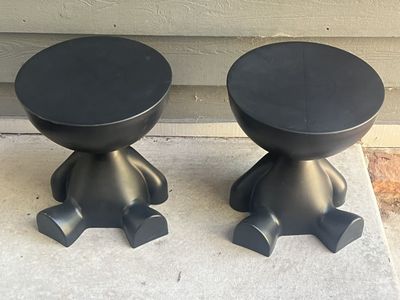 Modern Black Side Tables Storage Bear Shaped Dorm