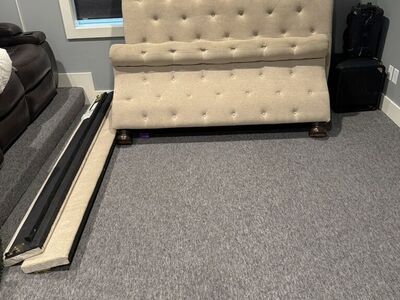 Ashley Queen Tufted Linen Sleigh Bed