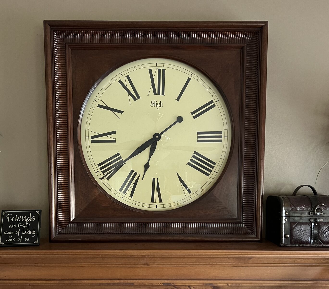 Vintage 29" Sligh Solid Wood Framed Wall Clock