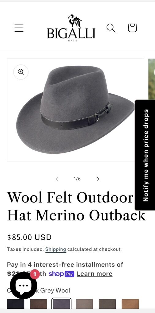 BAND NEW Wool Felt, Hat Outback XL,BigAlli