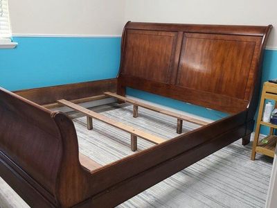 Wood King Sleigh Bed Frame
