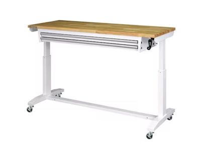 Husky Tool Storage 62 in. W White Adjustable Height Work Table with 2-Drawers