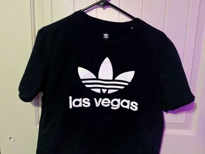 Adidas Originals Las Vegas Trefoil Graphic Black T-Shirt Large