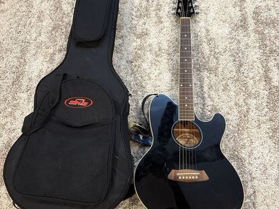 Ibanez Talman Acoustic Guitar Black with SKB Gig Bag and Strap