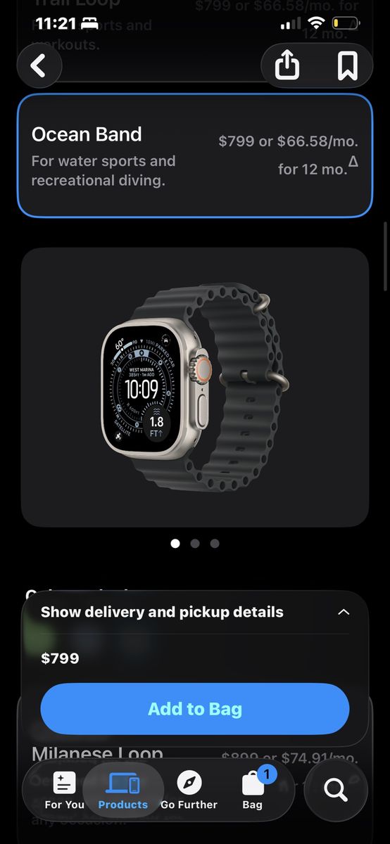 Apple Watch Ultra 3 49mm GPS + Cellular Titanium Case Ocean Band - Brand New