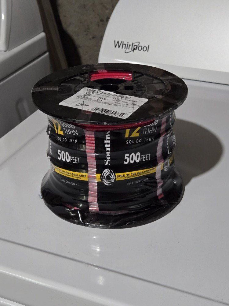 red 12 awg gauge solid core wire 500 feet