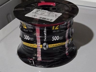 red 12 awg gauge solid core wire 500 feet
