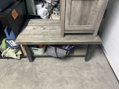 Rustic Wooden table with Metal Legs and Lower Shelf