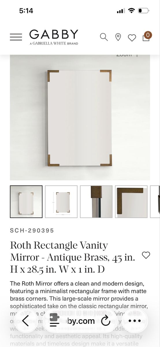 Roth mirror- antique brass