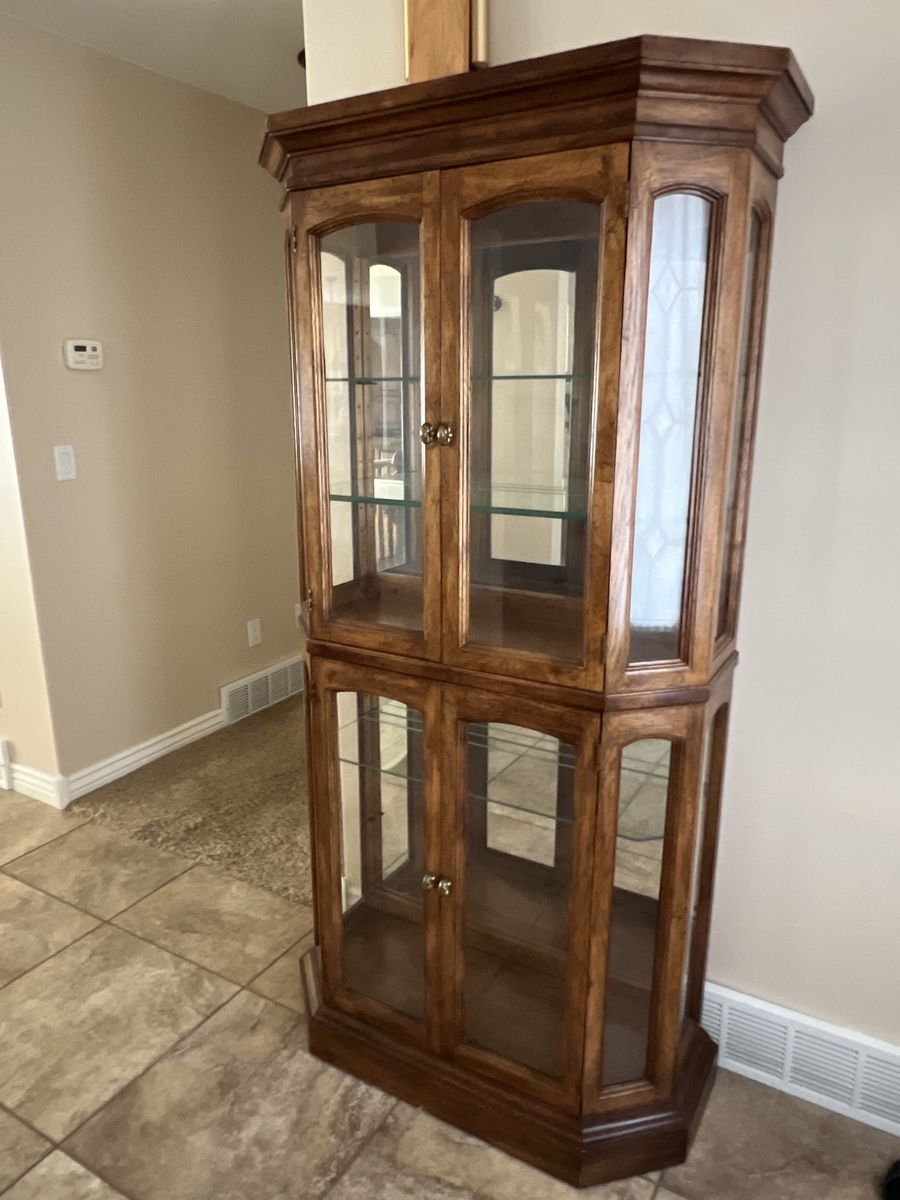 Wooden Curio Cabinet with Glass Doors