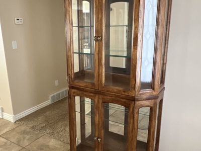 Wooden Curio Cabinet with Glass Doors