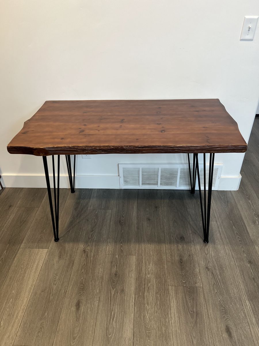 Rustic Wooden Desk / Entry Table with Hairpin Legs and Faux Live Edge - $50 firm