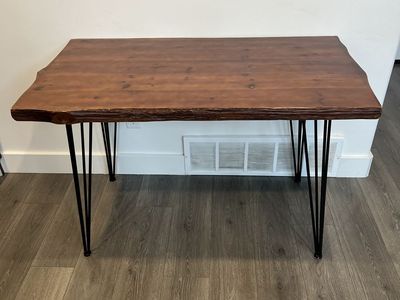 Rustic Wooden Desk / Entry Table with Hairpin Legs and Faux Live Edge - $50 firm