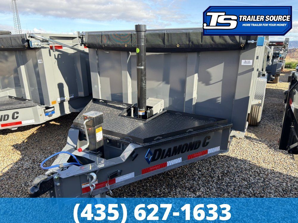 7x14 Diamond C LPT 207 Dump Trailer - 44" Sides - 15.5K GVWR - 14 Ply Tires, Long Arm Tarp