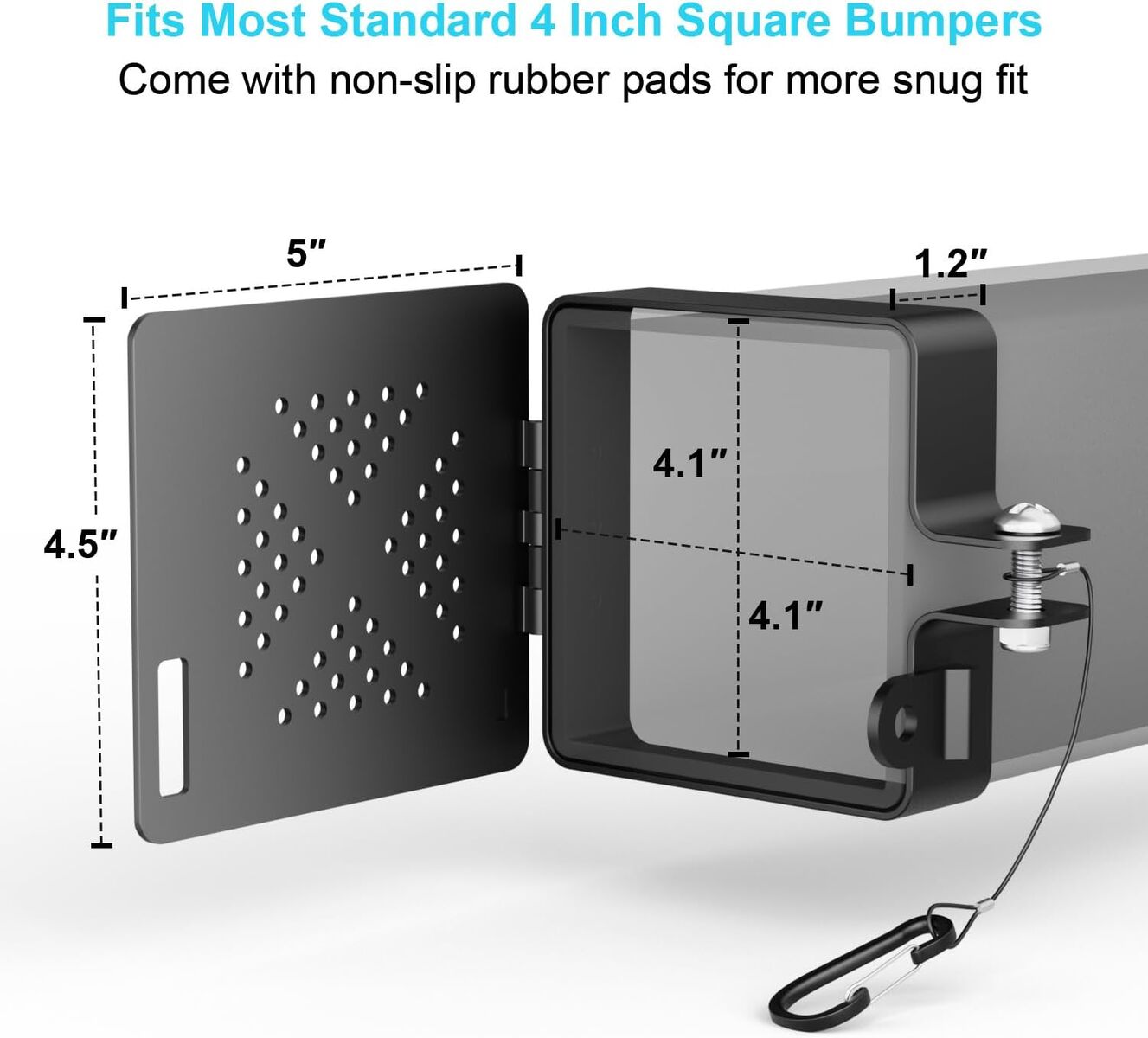 BRAND NEW IN BOX - Aluminum RV Bumper End Cap for 4x4 Inch Square Bumpers Plug, Camper Sewer Hose Storage, 2 Pack