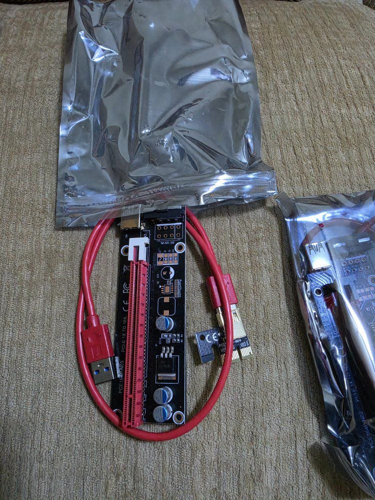 Qty 2 PCI-E 1X to 16X Graphics Card Extension Riser Cable with USB 3.0