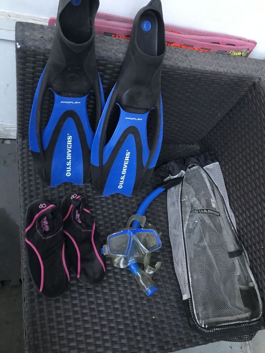 Ocean pacific Dive booties with snorkel mask and fins