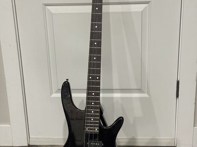 PROJECT Black 4-String Electric Bass Guitar and Red 6-String Electric Guitar