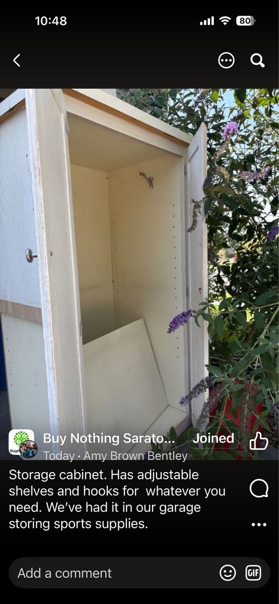 White Freestanding Wooden Storage Cabinet with Adjustable Shelves