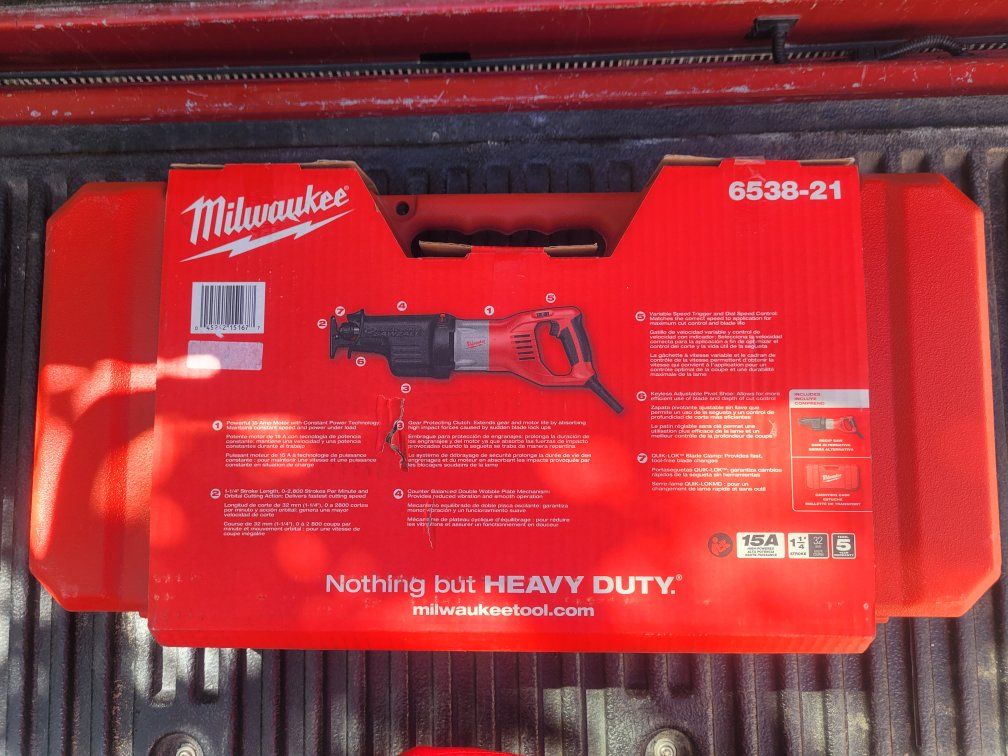Milwaukee 6538-21 Super Sawzall 15A Reciprocating Saw Kit with Case