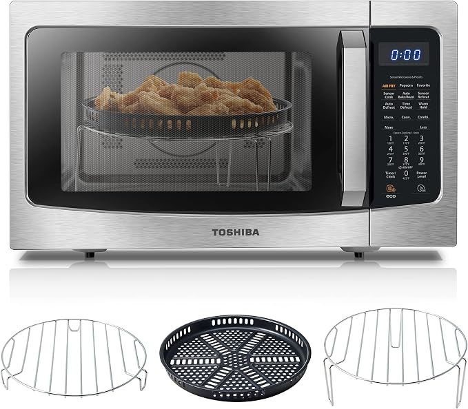Toshiba Air Fryer Combo 4-in-1 Countertop Microwave Oven, Smart Sensor, Convection, Mute Function.