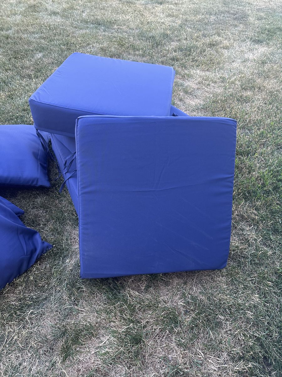 Outdoor Patio Cushions - Set of 6 Navy Blue, Weather-Resistant, Zippered Covers