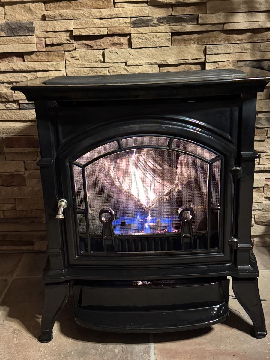 Black Enamel Gas Stove Fireplace