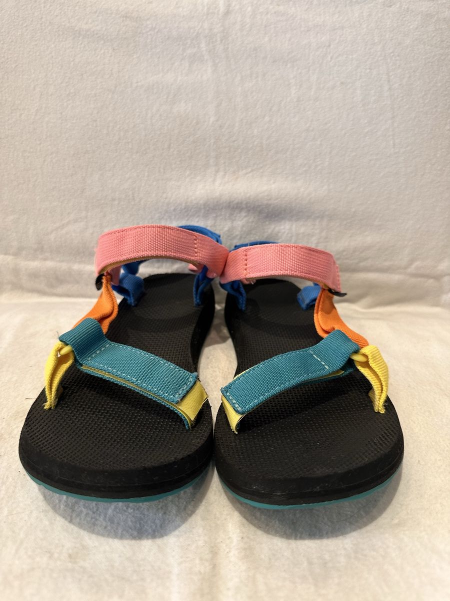 Teva women’s size 8 green/yellow/orange/pink/blue beach sandals