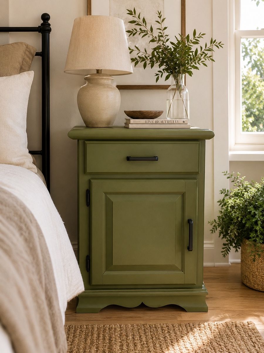 Modern Organic Olive Green Nightstand