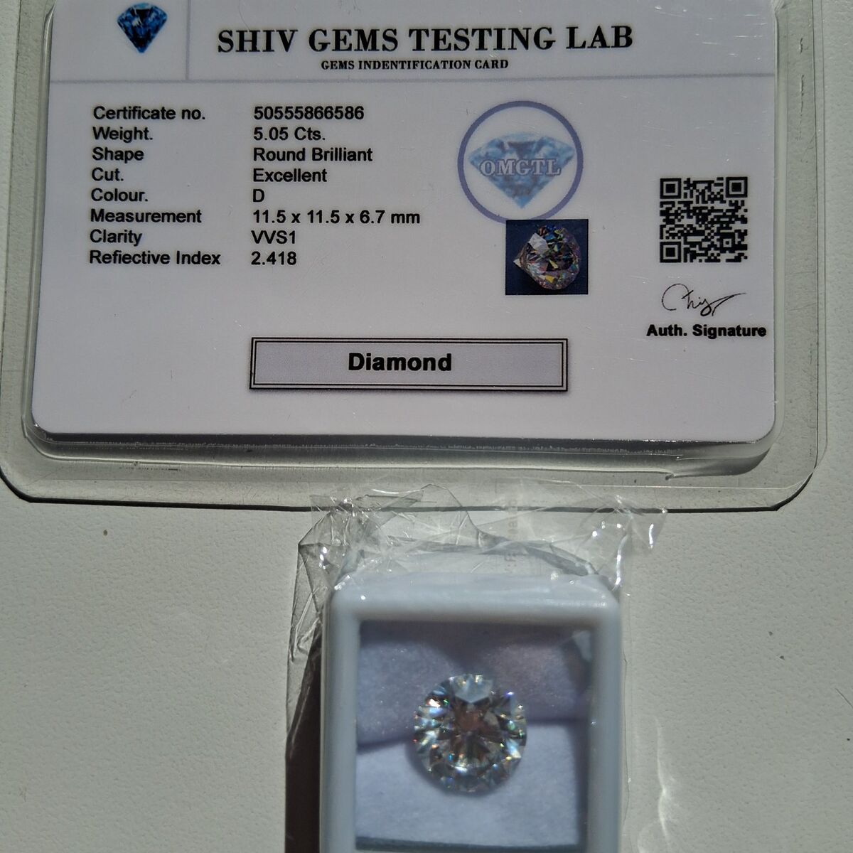 5.05 CT Lab Created Diamond