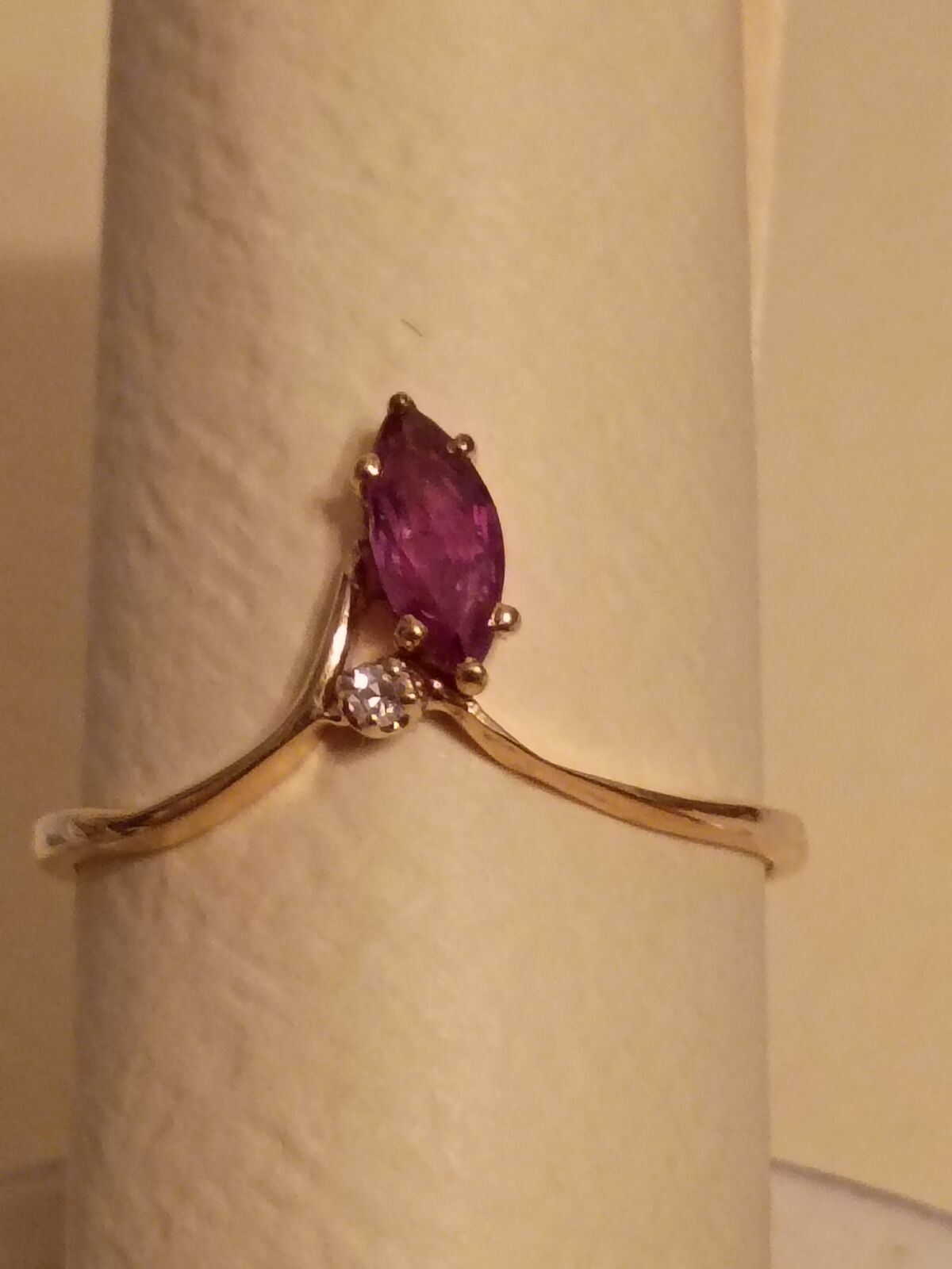 Ladies Purple/Red Ruby and Diamond Ring
