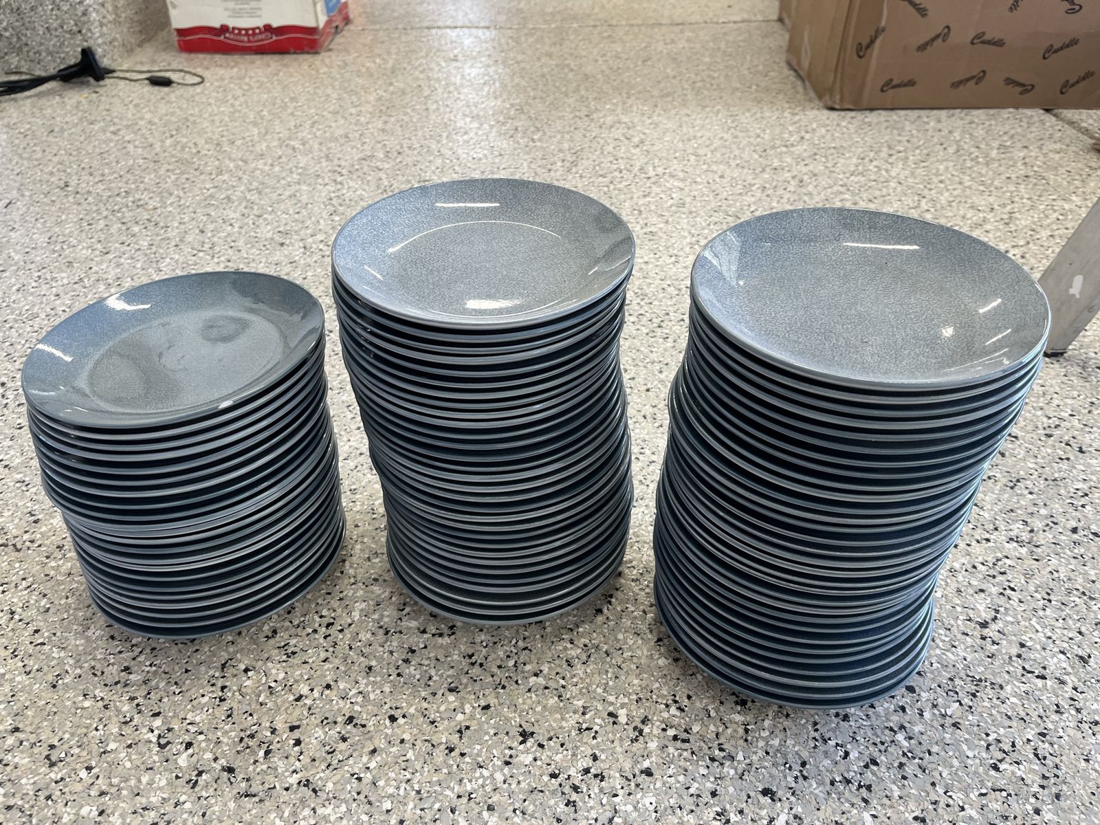 75 Blue Speckled Ceramic Dessert/Salad Plates - 7.75" Diameter
