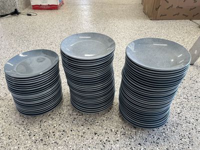 75 Blue Speckled Ceramic Dessert/Salad Plates - 7.75" Diameter