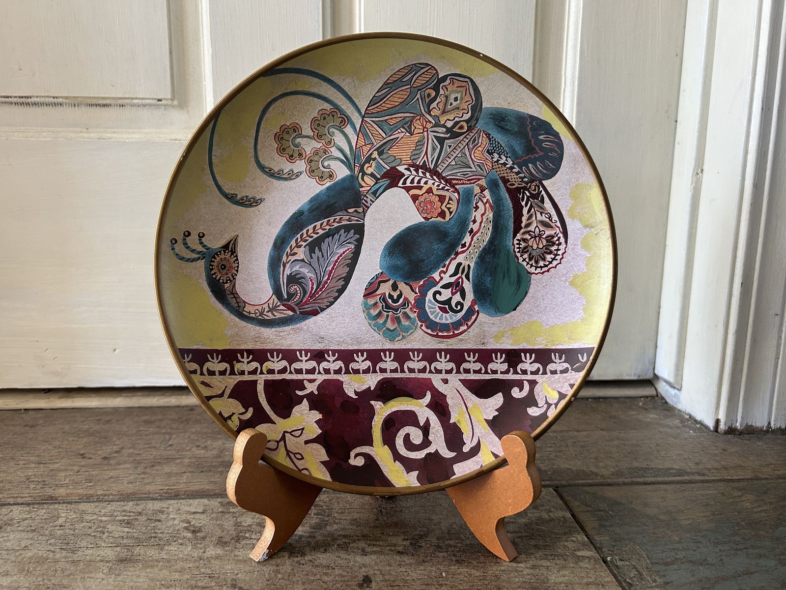 Decorative Paisley Art Plate / Boho Floral Accent Plate