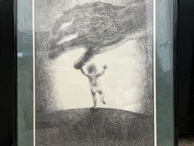 “It Starts With The First Step” Very Rare Vintage pencil drawing, signed by artist Jonathon.