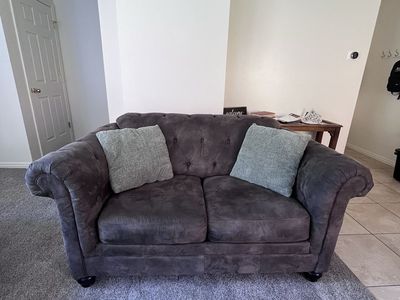 Tufted Dark Gray Loveseat - Compact 2-Seater Sofa