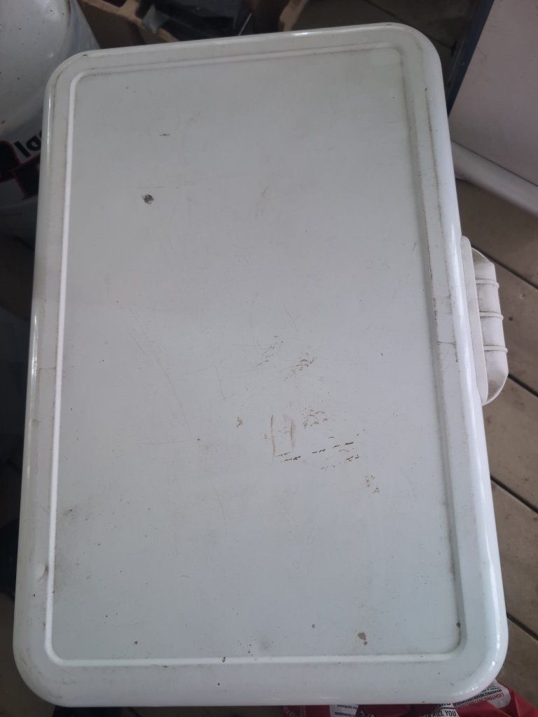 Vintage Coleman Miller Lite Cooler - White, "It's Miller Time" Lid Graphic