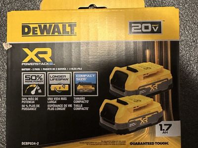 DEWALT DCBP034-2 20V MAX POWERSTACK 1.7Ah Compact Lithium-Ion Battery 2-Pack