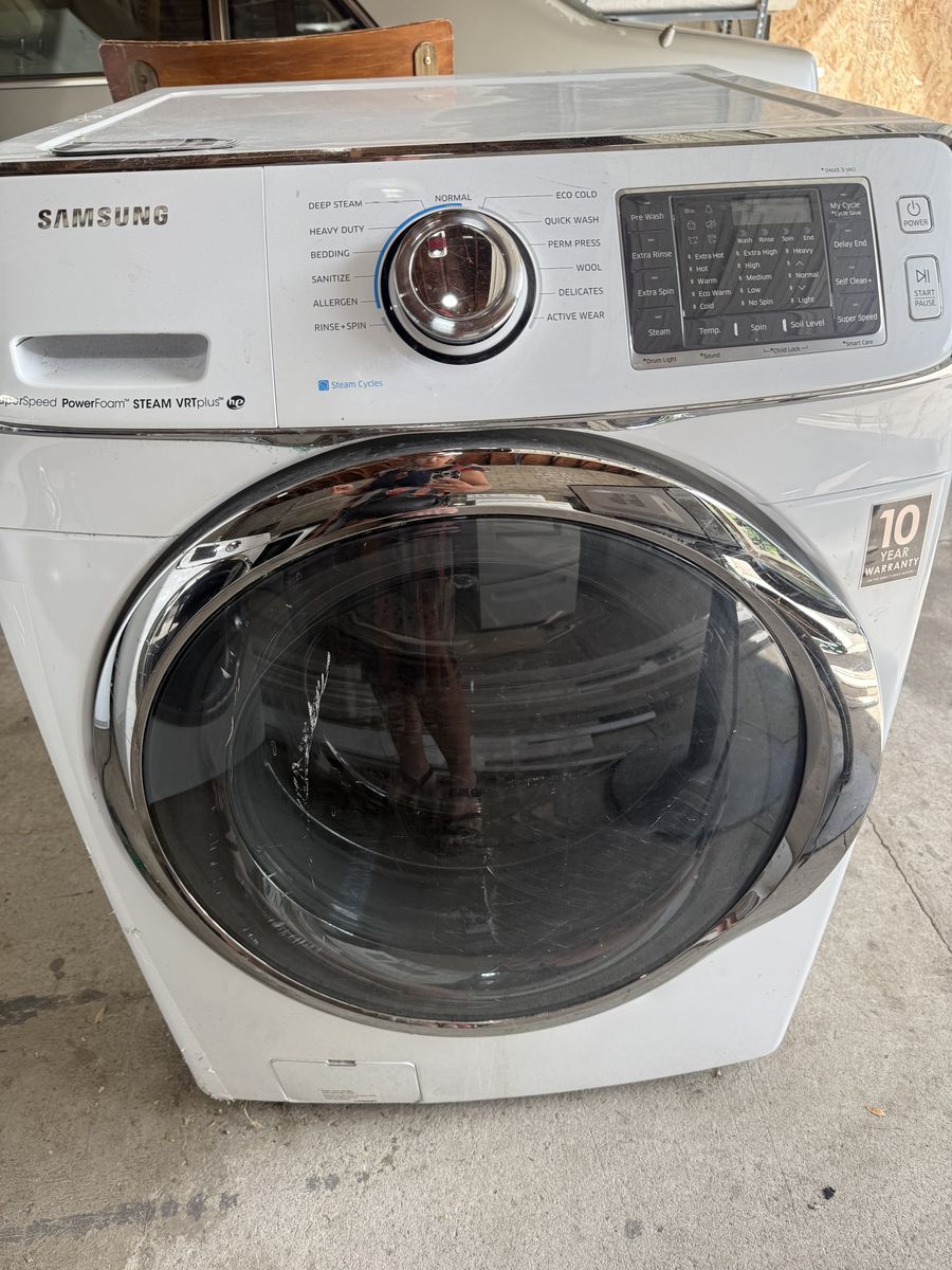 Samsung White Front Load Washer Dryer Set with Steam & Eco Features